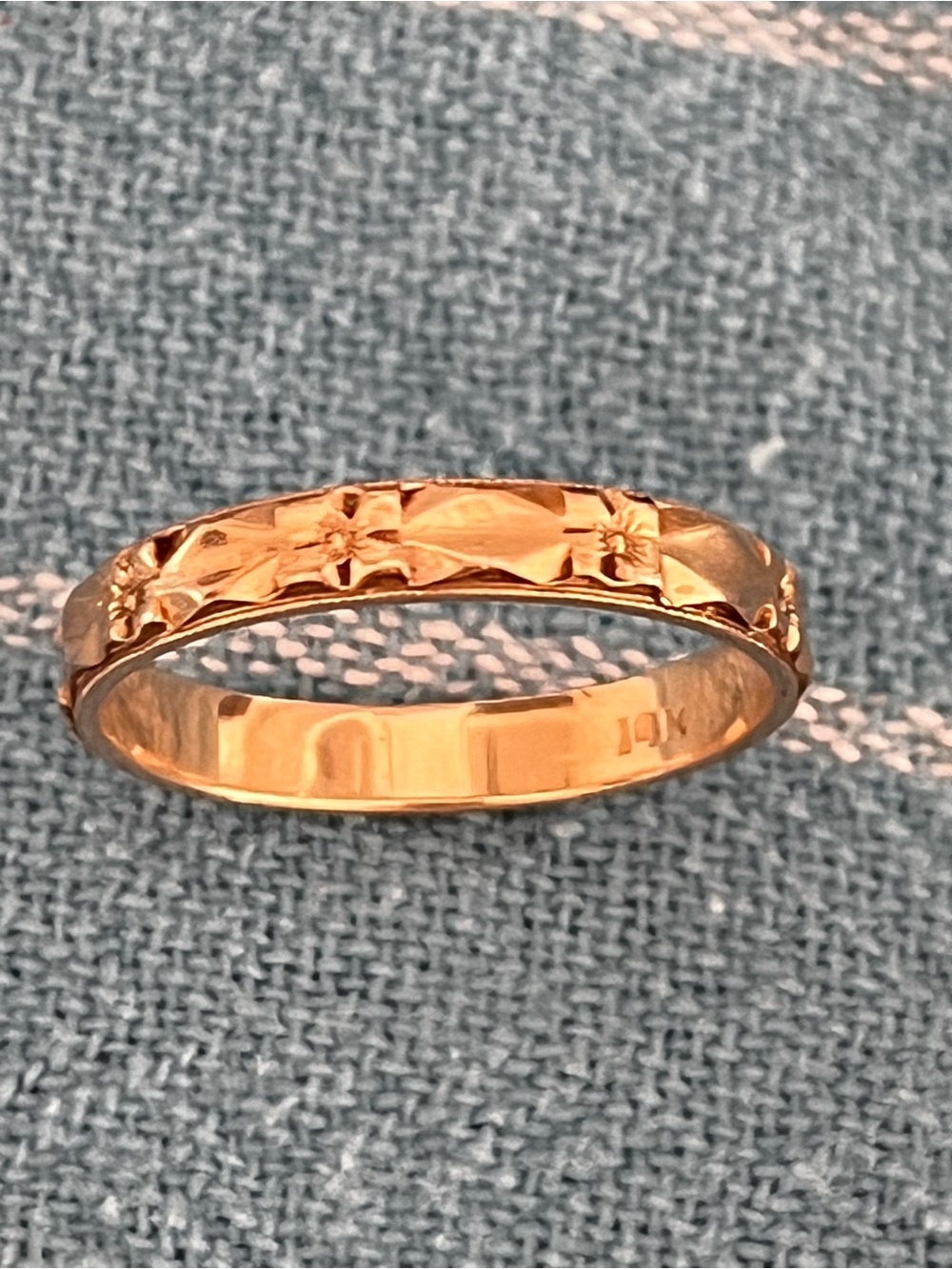14K Gold Textured Women's-Mens? Band Ring… Antique